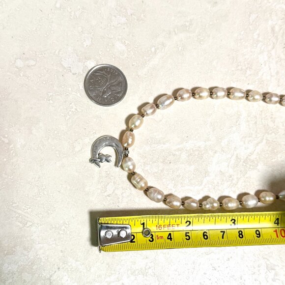Genuine Pale Pink Freshwater Pearl Silver Cat on the Moon Beaded Short Necklace - Picture 9 of 10